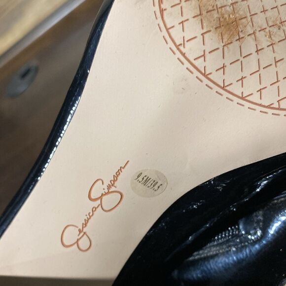 Jessica Simpson Teddi Patent Side Zip Pointed Toe Heeled Ankle Boots Size 9.5 - Picture 10 of 12